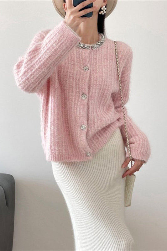 V-Neck Slim Knit Cardigan