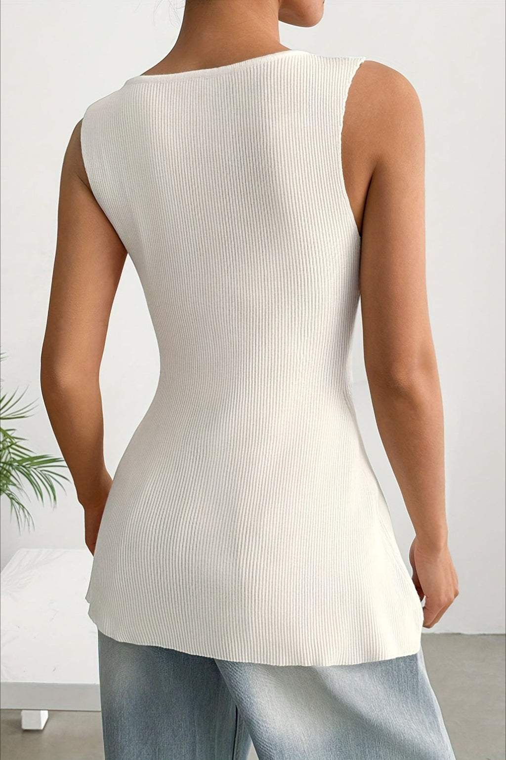 Minimal Sleeveless Knit Sweater