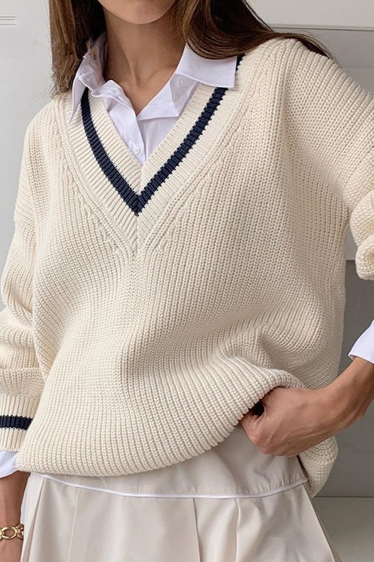 Slim Fit Patchwork Knit Sweater