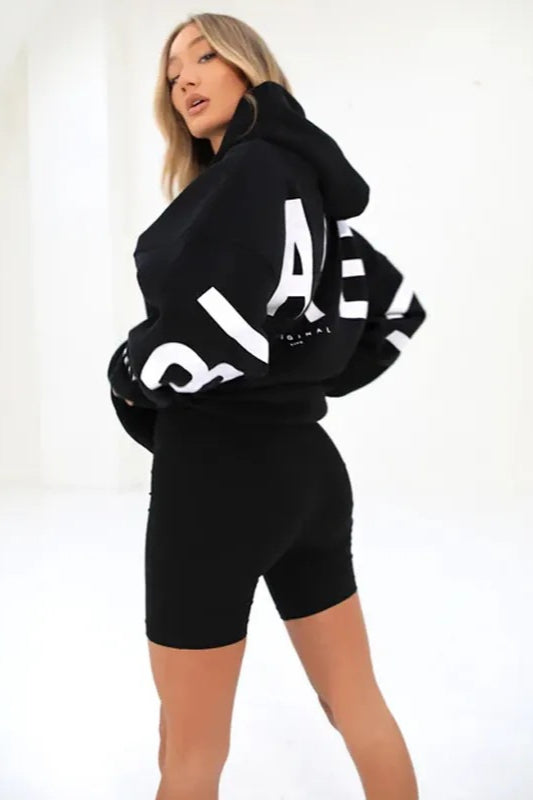 Thick Printed Hooded Sweat Coat
