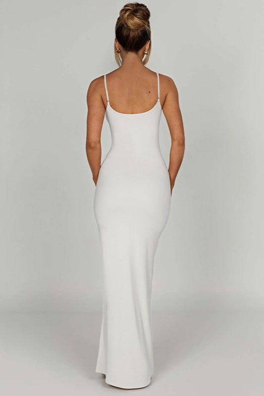 Open Back Thin Strap Fitted Maxi Dress
