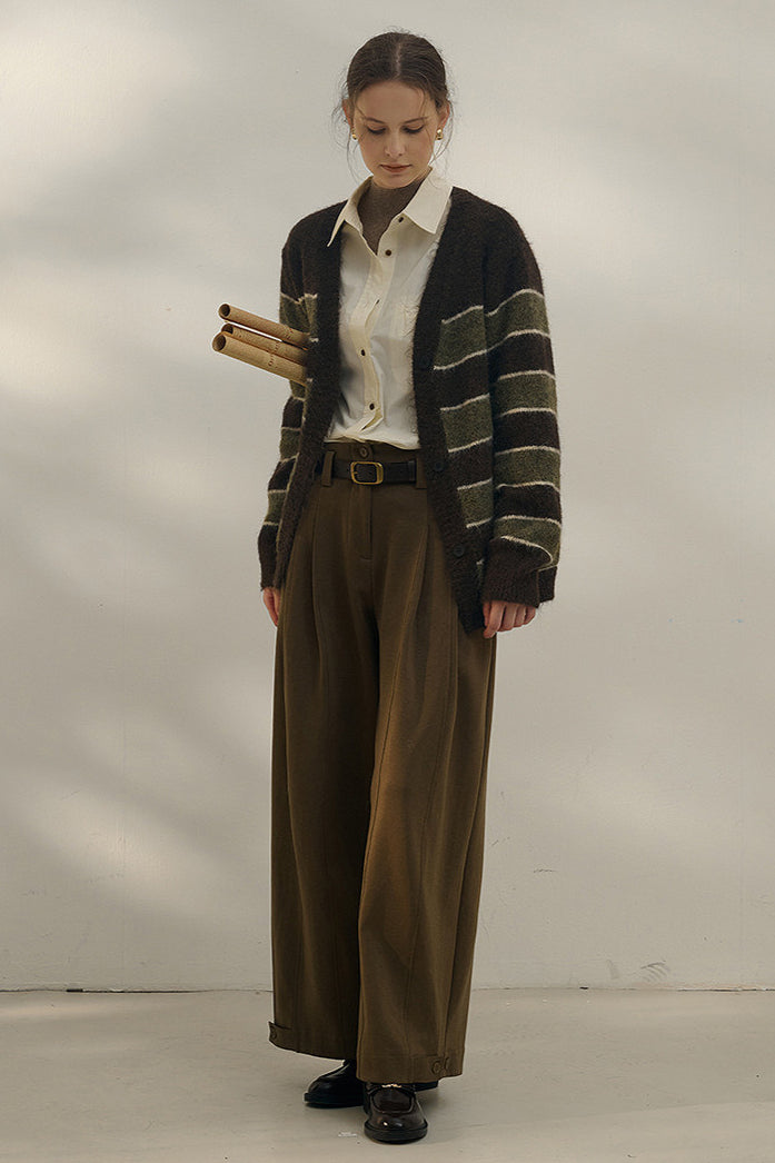 Oversized Stripe Colorblock Knit Cardigan