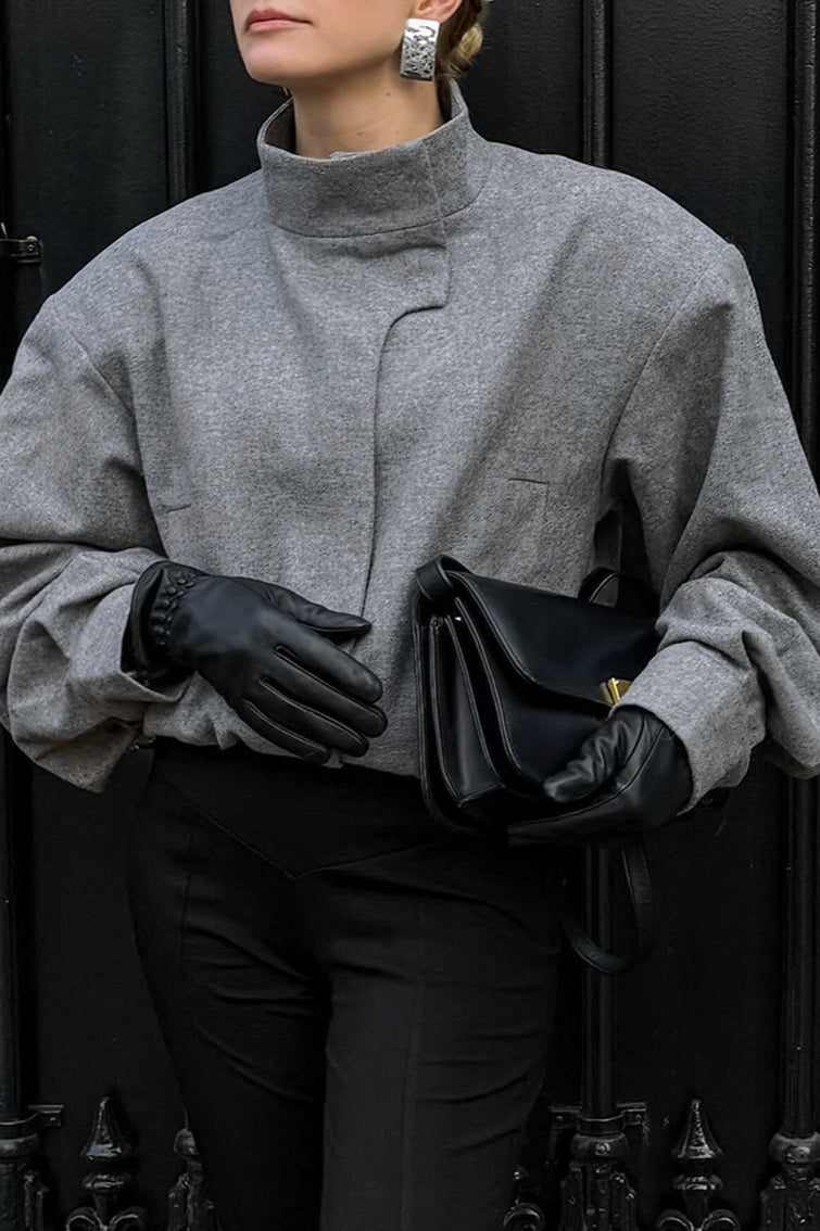 Trendy Grey Wool Mini Coat