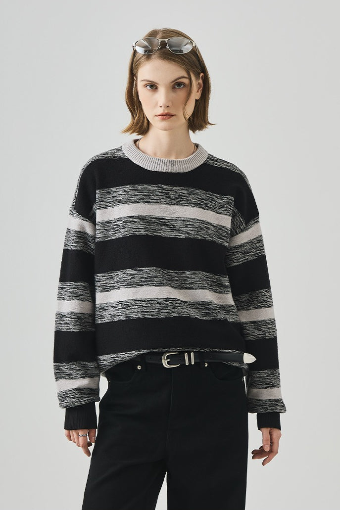 Loose Round Neck Striped Sweater