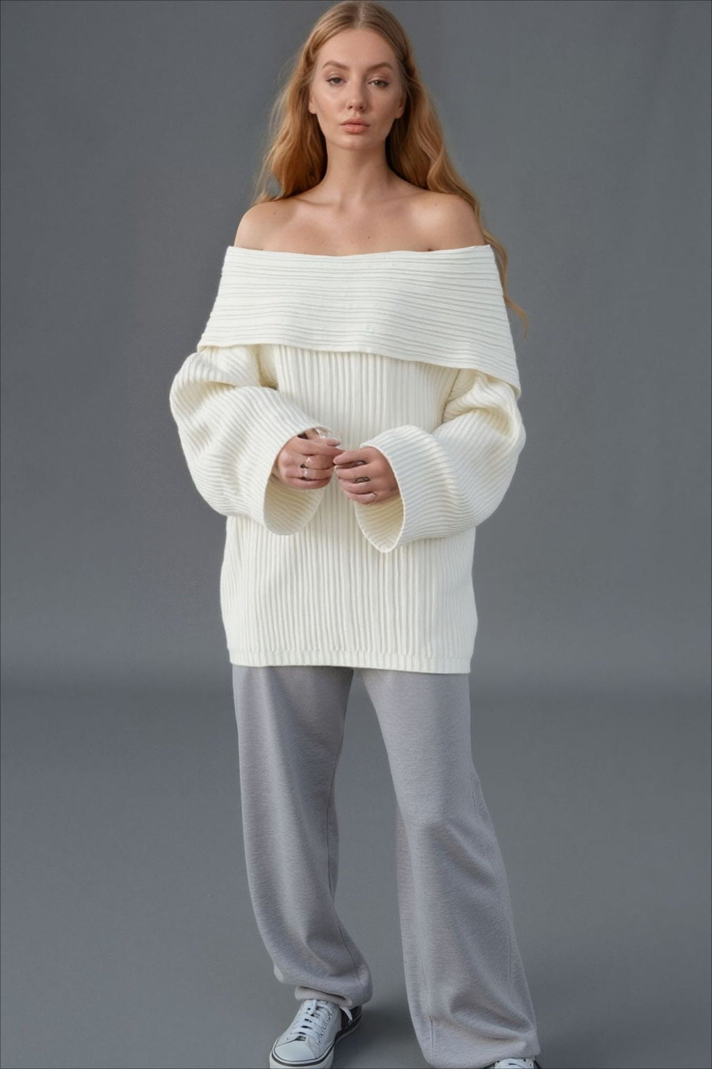 Alluring Off Shoulder Knit Sweater