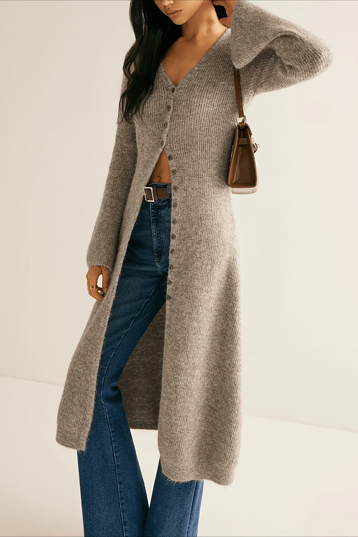 French Vintage Graceful Long Knit Cardigan