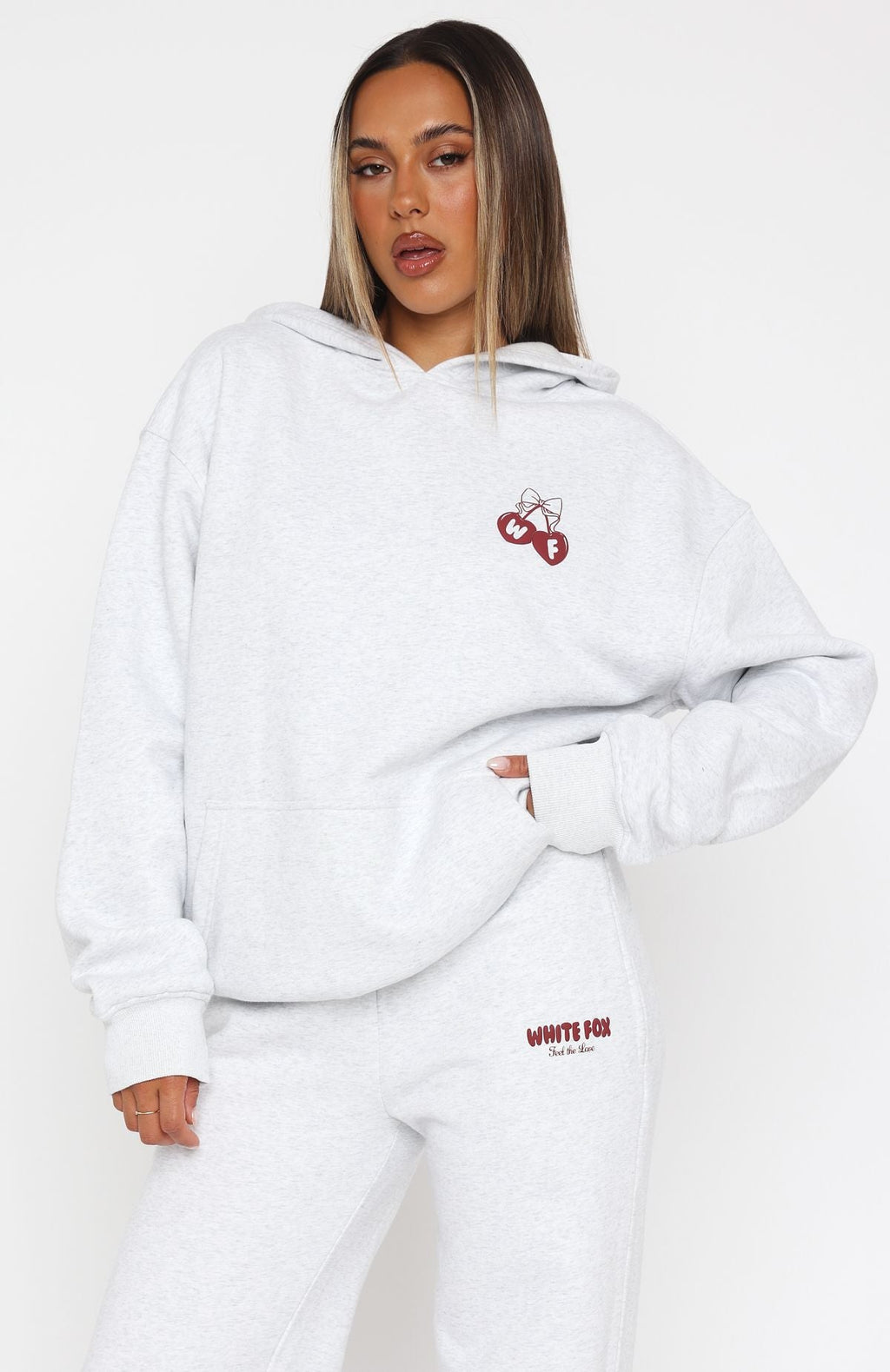 Feel Love Oversized Grey Marle Hoodie