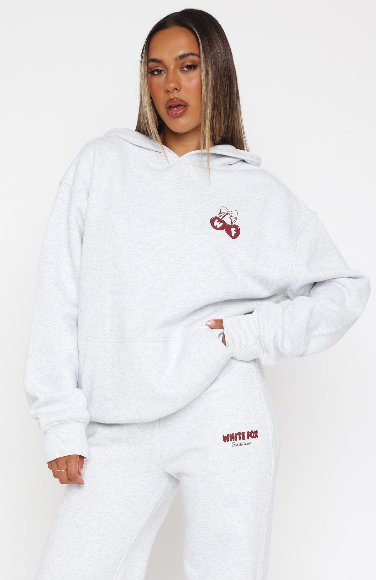 Feel Love Oversized Grey Marle Hoodie