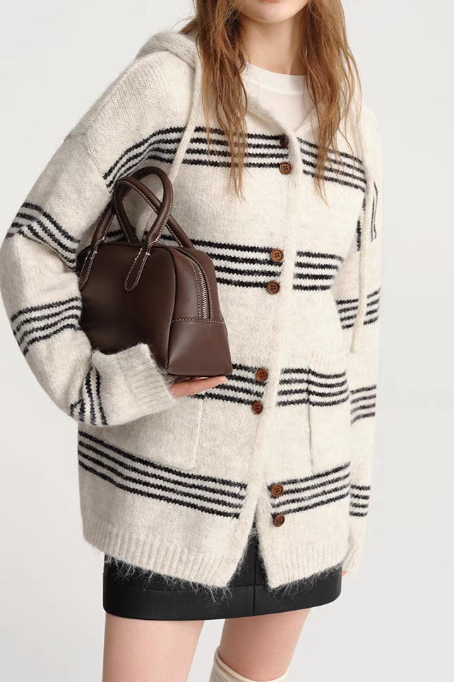 Patchwork Striped Hooded Sweater