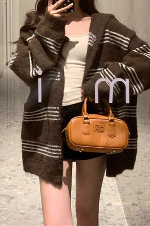 Patchwork Striped Hooded Sweater