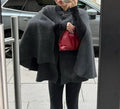 Grey Patch Knit Cloak Coat