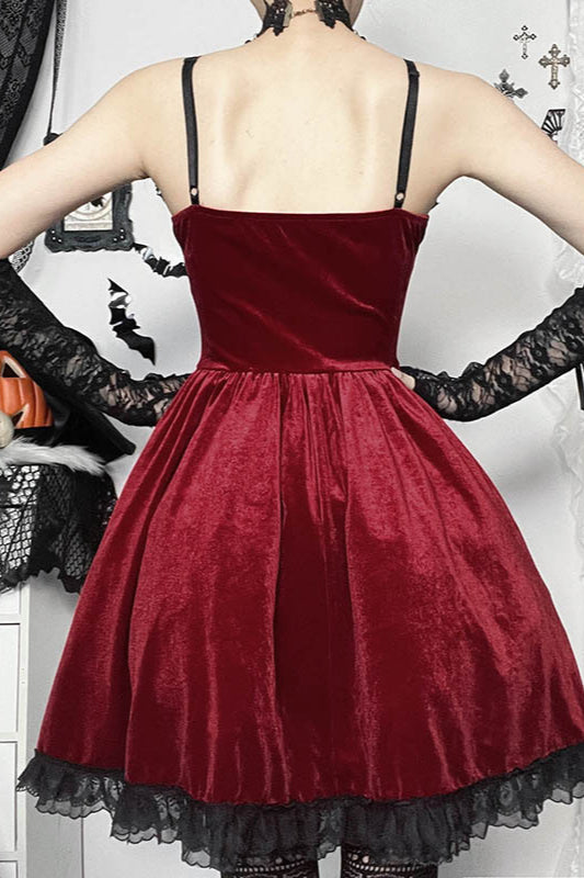 Chain Lace A-Line Gothic Dress