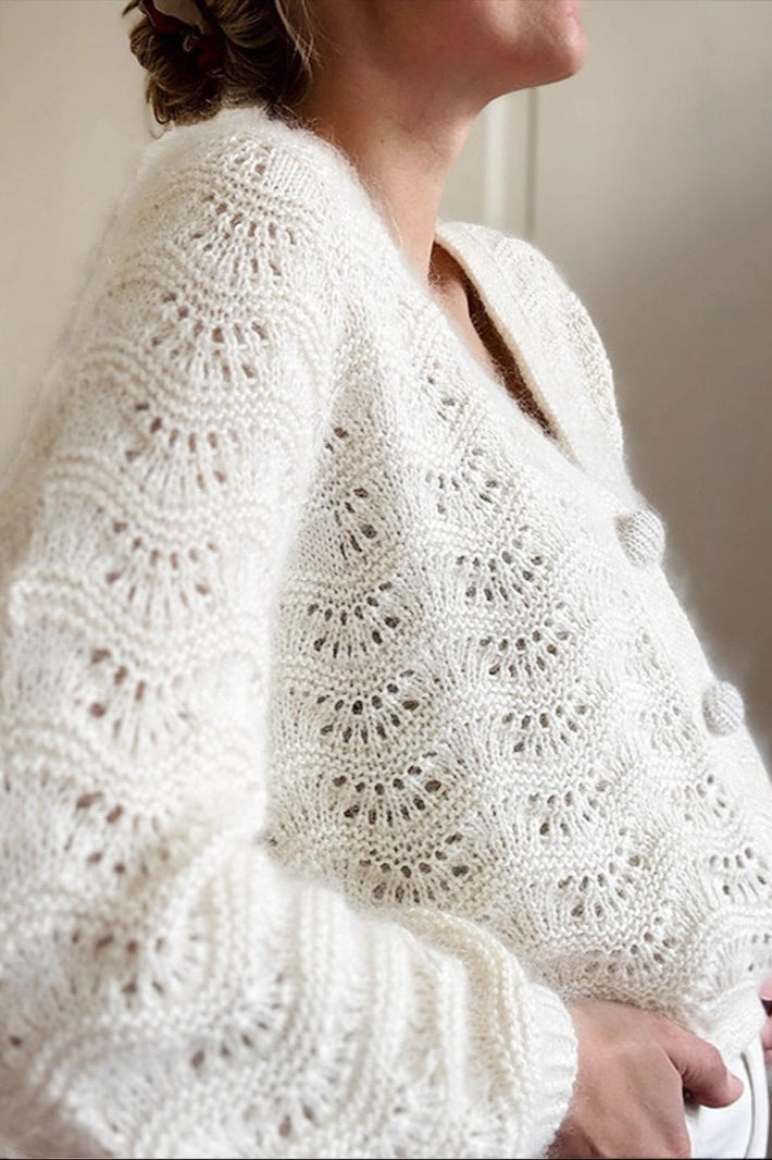 Crochet Hollow V-Neck Knit Cardigan