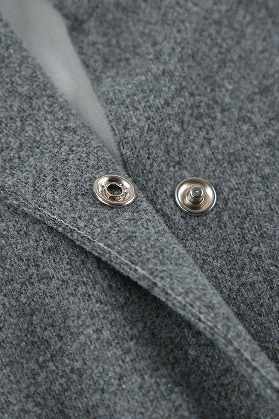 Trendy Grey Wool Mini Coat