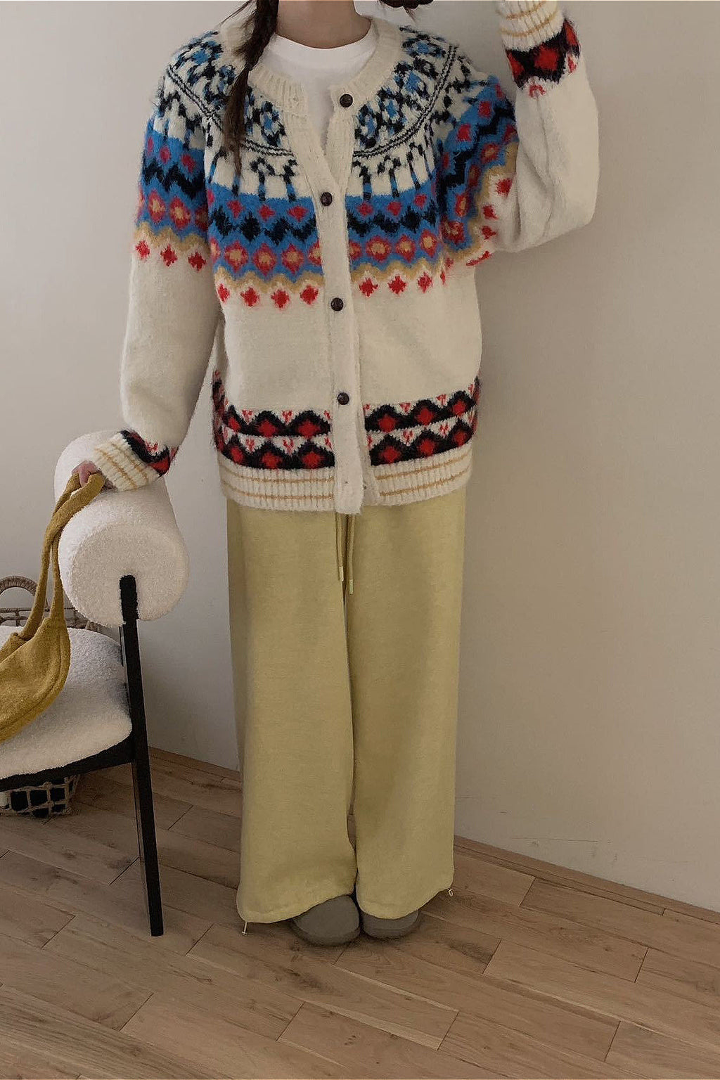 Vintage Fair Isle Jacquard Knit Cardigan