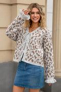 Leopard Jacquard Front-Tie Cardigan
