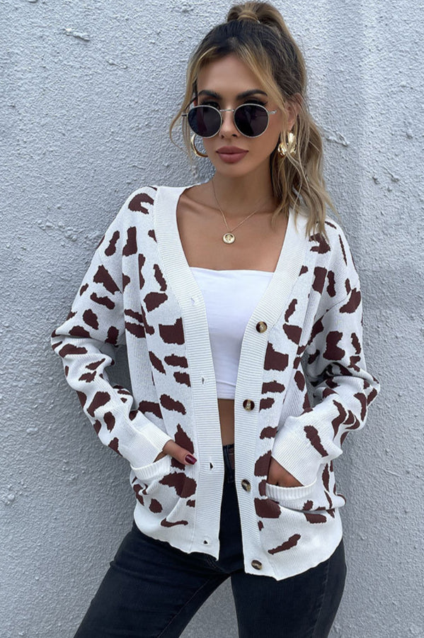 Leopard Pattern Autumn Knit Cardigan