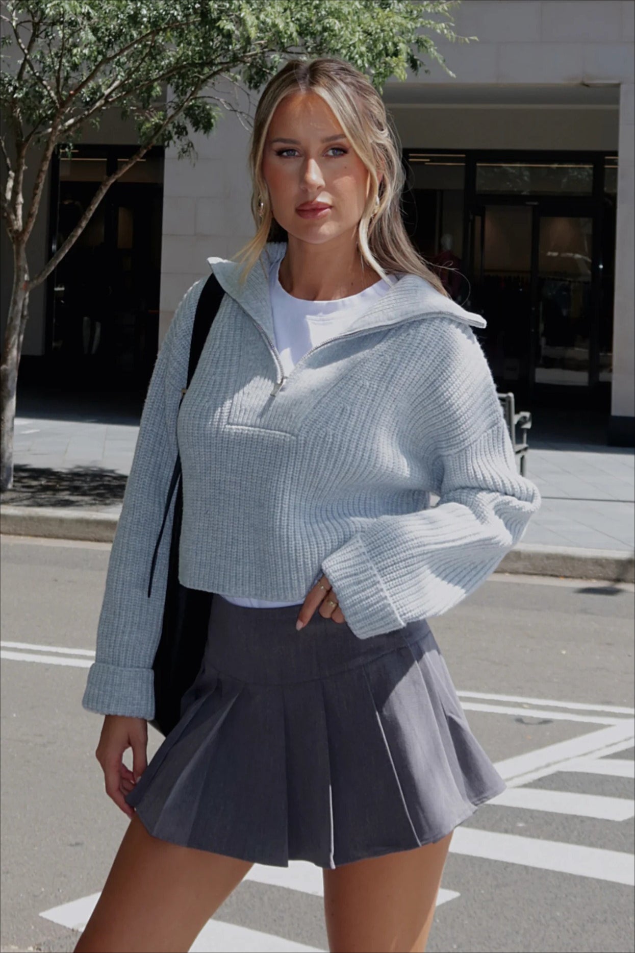 Zip Neck Knit Sweater