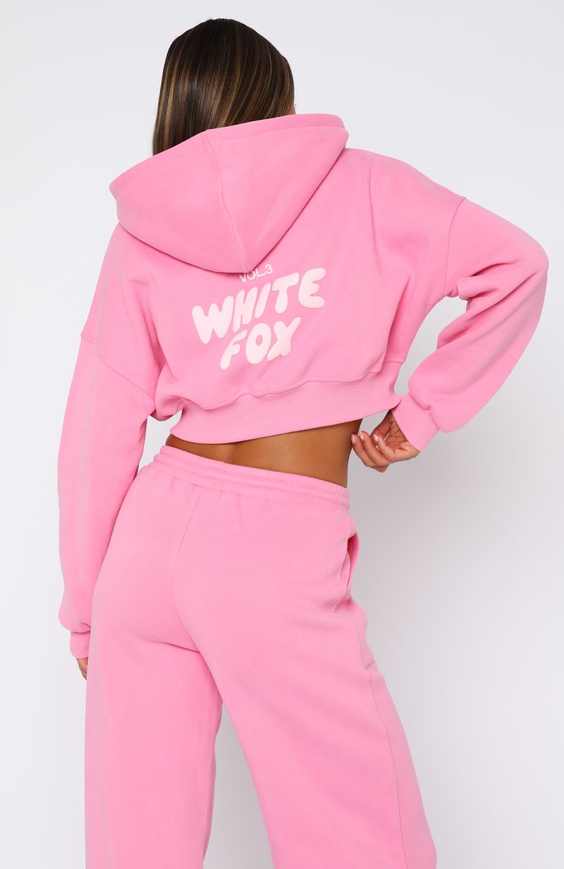 Offstage Cropped Zip Bubblegum Hoodie