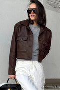 Biker Leather Collared Slim Coat