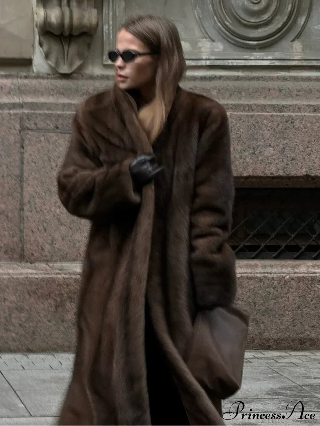 Brown Long Sleeve Furry Coat