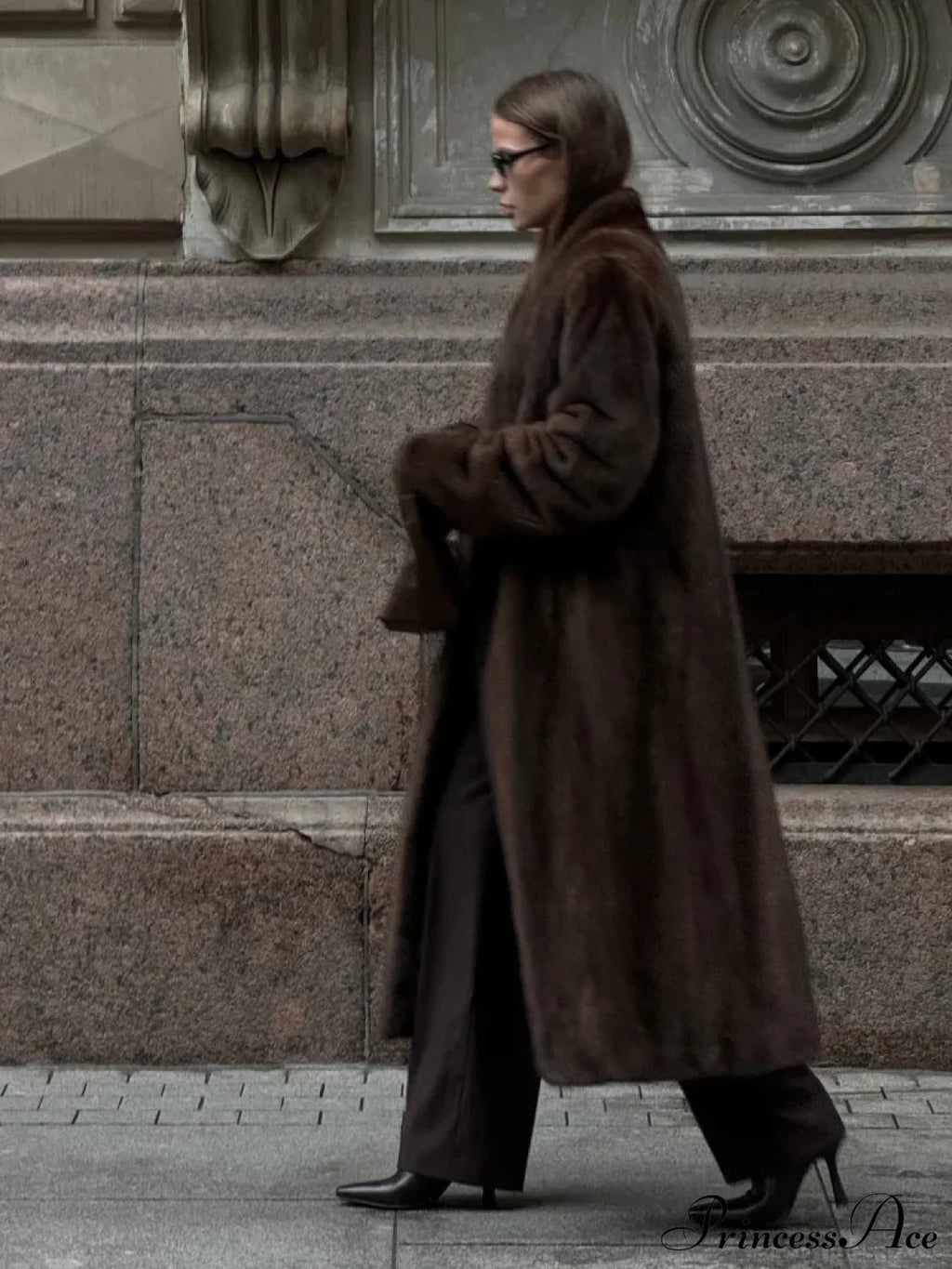 Brown Long Sleeve Furry Coat