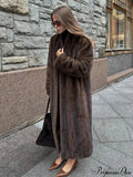 Brown Long Sleeve Furry Coat