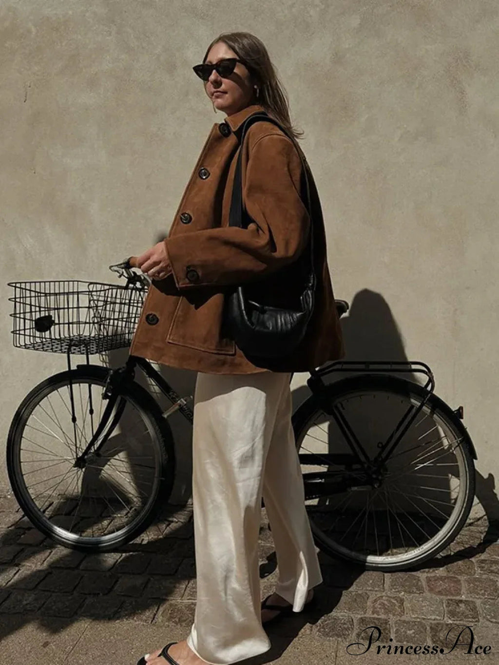 Brown Single Breasted Leather Coat