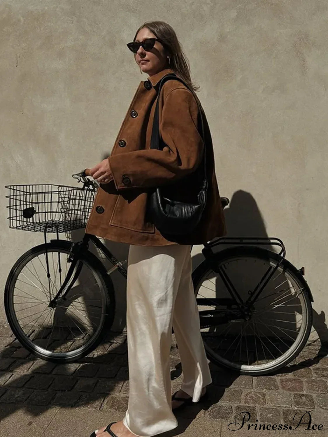 Brown Single Breasted Leather Coat