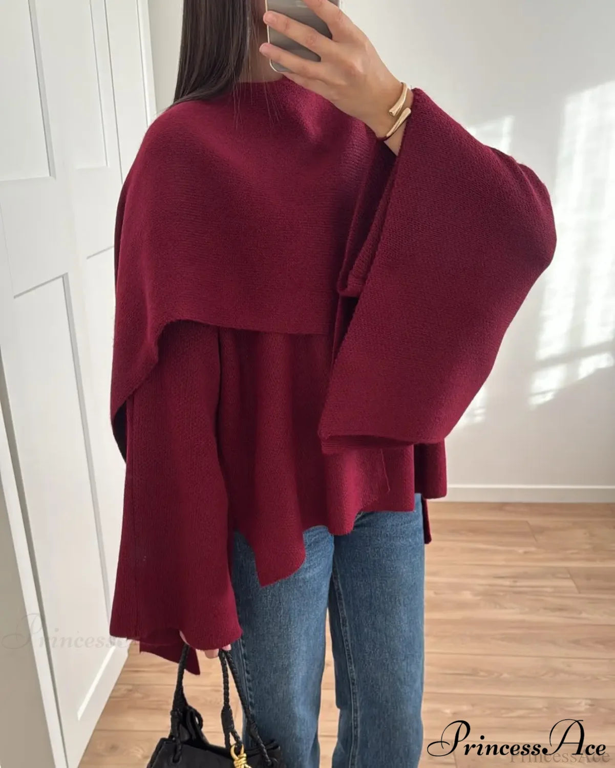 Burgundy Knit Scarf Coat