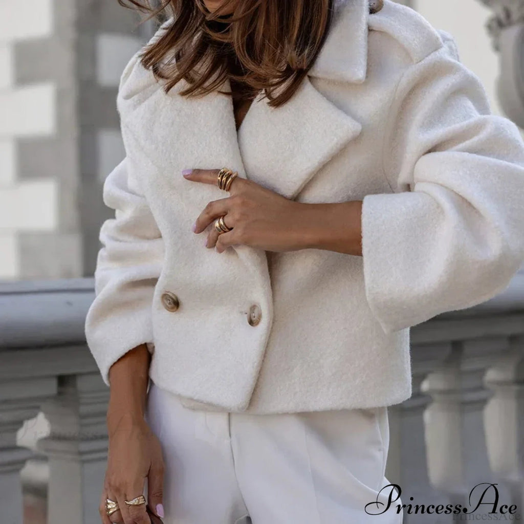 Button Patch Simple Style Coat