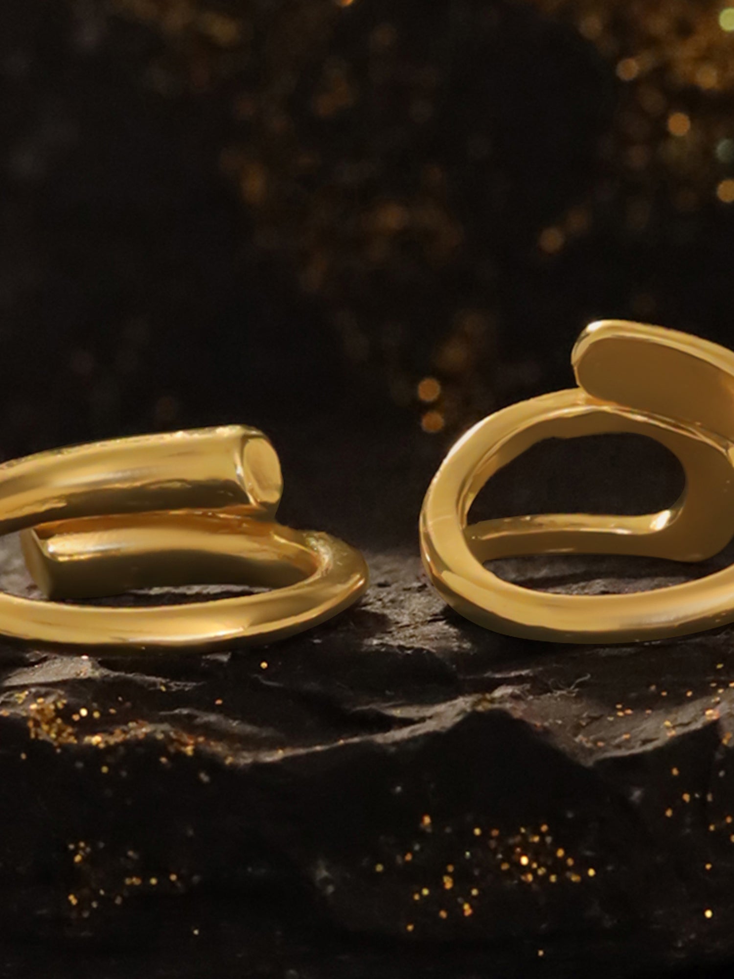 Gold Plated Two Piece Floral Adjustable Ring