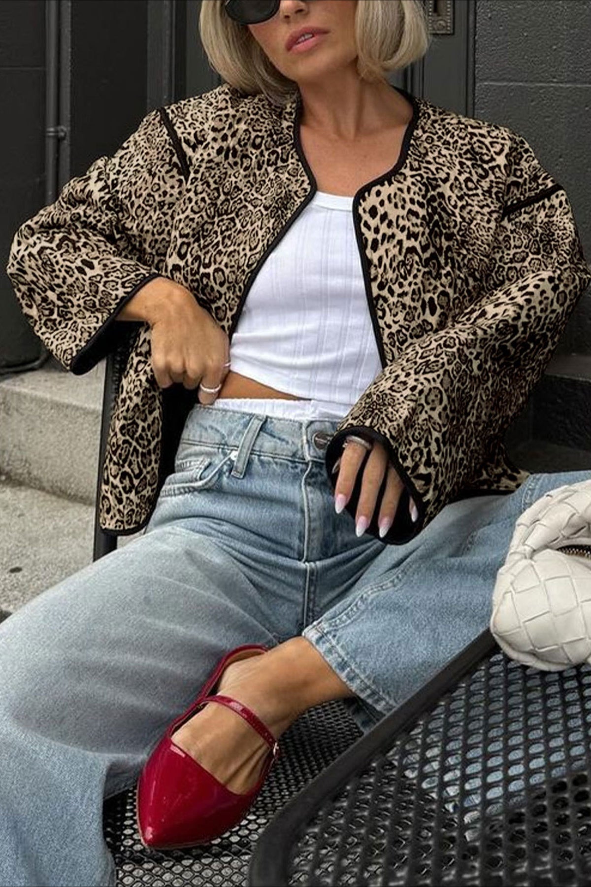 Vintage Animal Print Short Cardigan