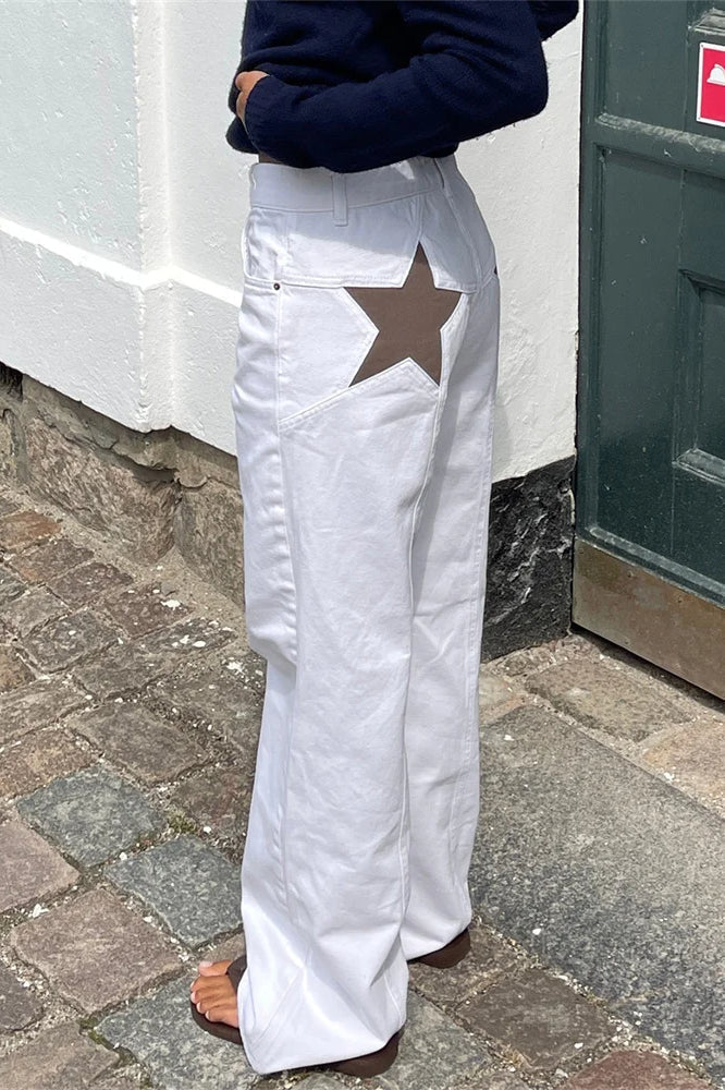 Star Print Loose Wide Leg Jean