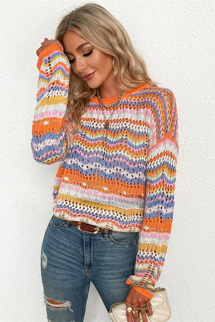 Casual Colorblock Knitted Sweater