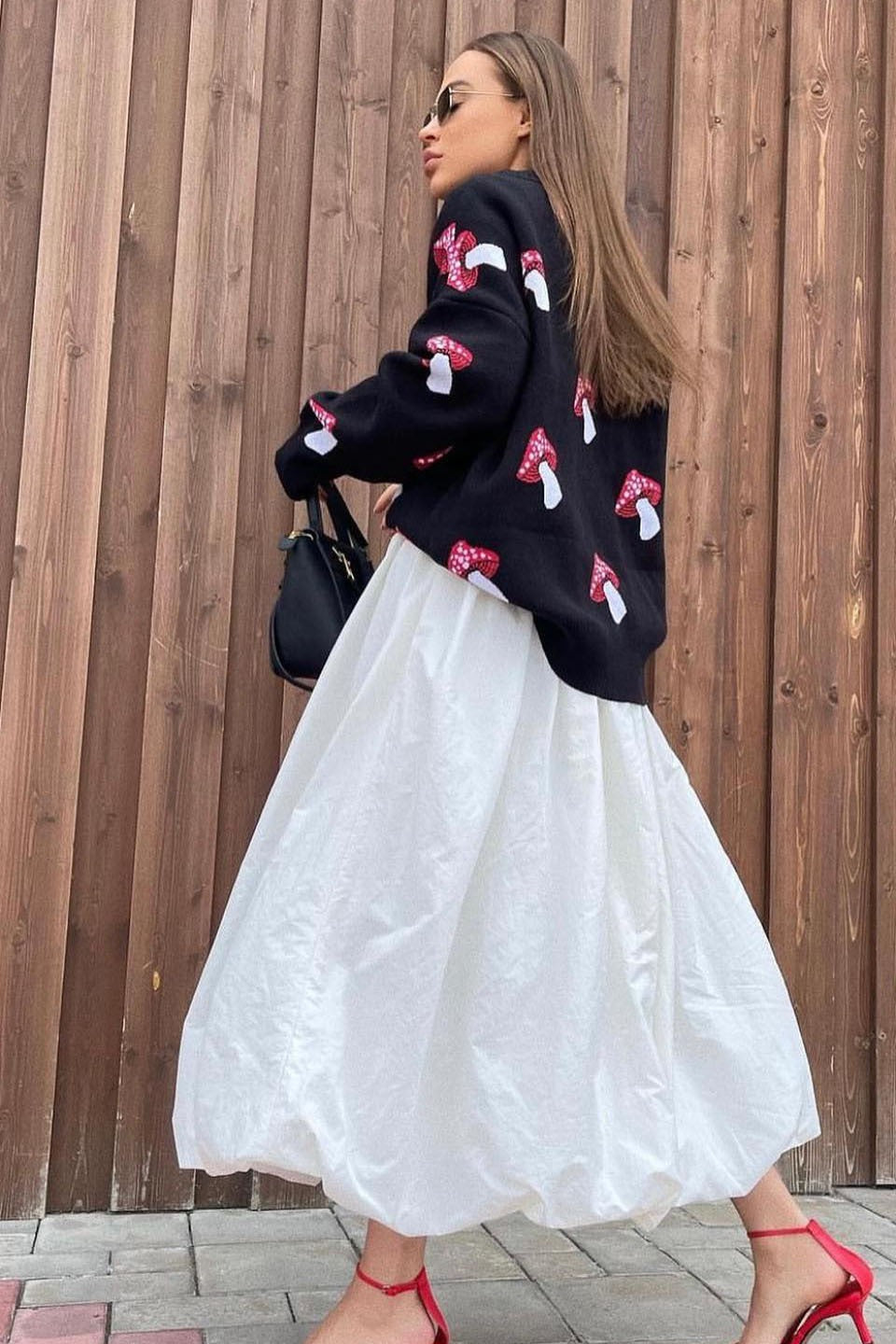 Mushroom Design Knitted Cozy Sweater