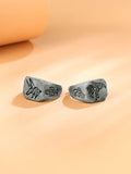 Grey Resizable Men Black Silver Ring