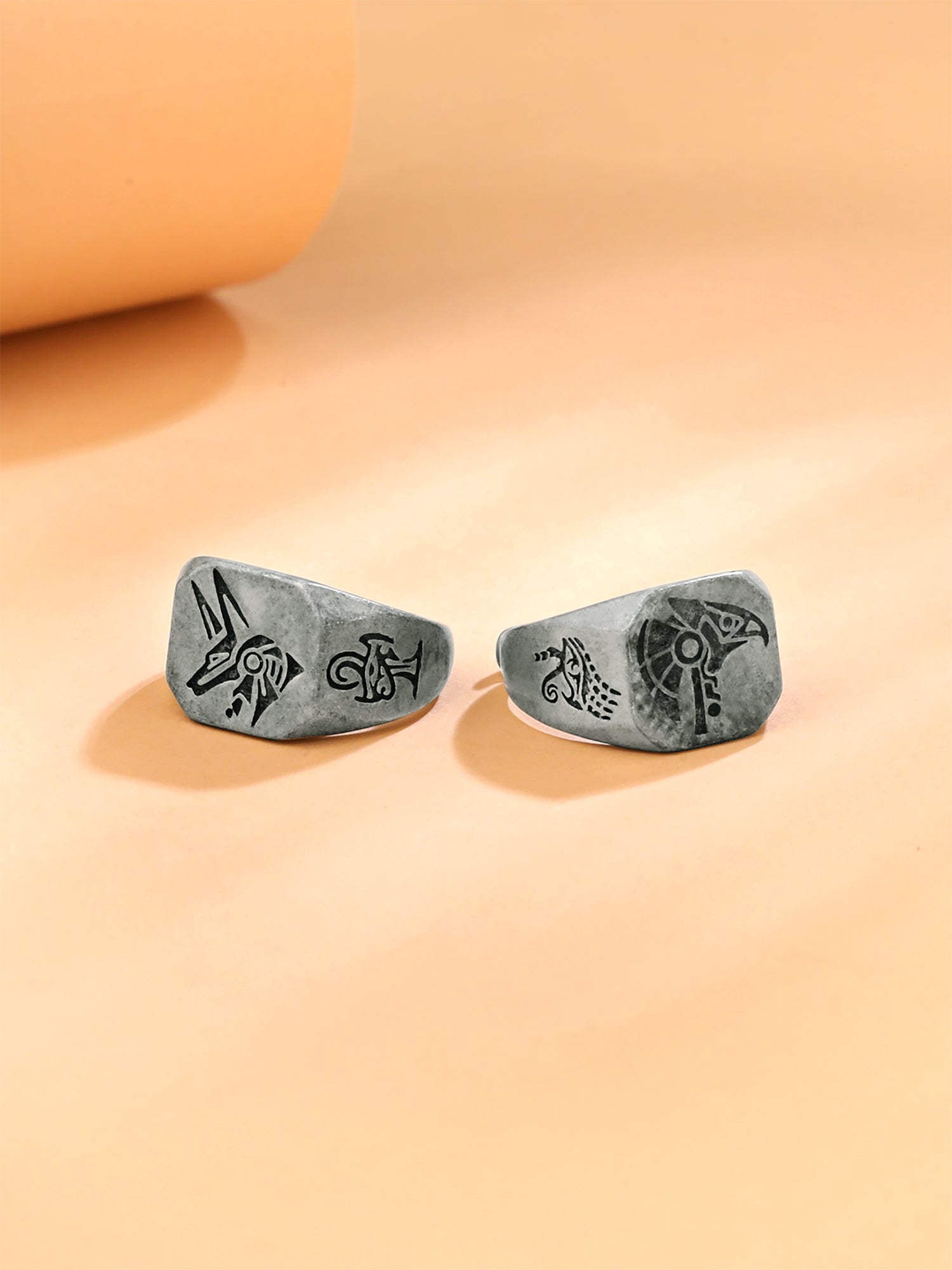 Grey Resizable Men Black Silver Ring