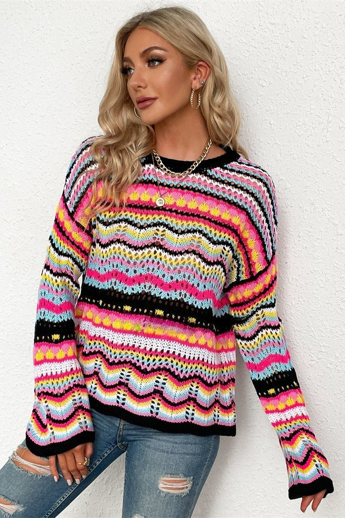 Casual Colorblock Knitted Sweater