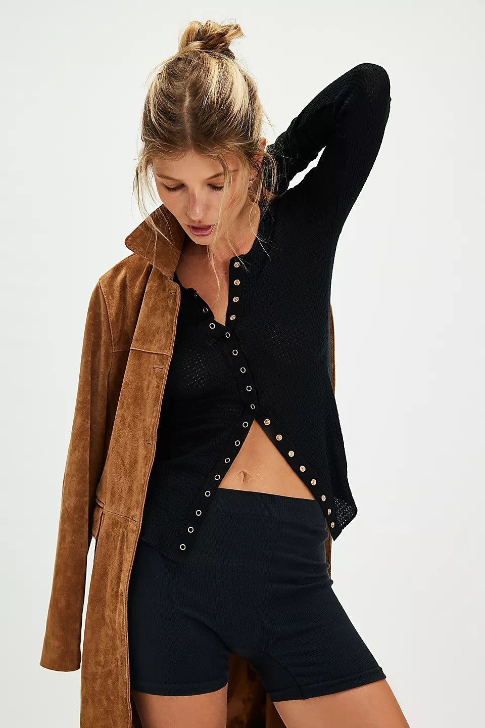 Solid One-Button Slim Knit Cardigan