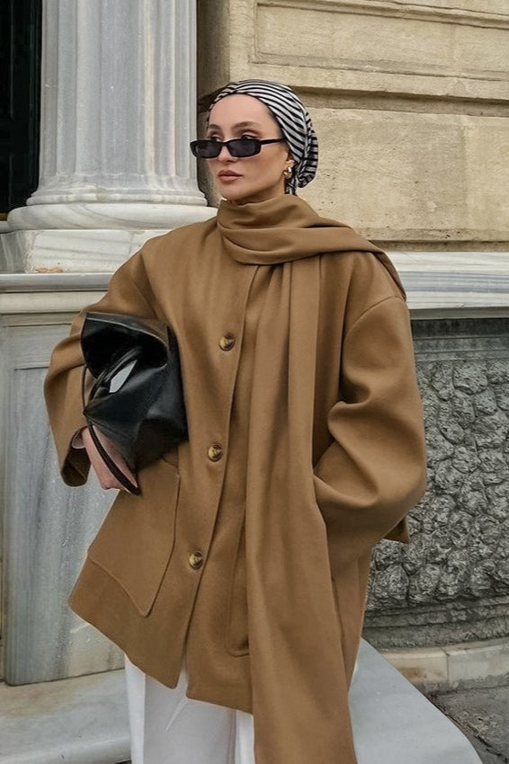 Retro British Style Wool Midi Oversized Coat