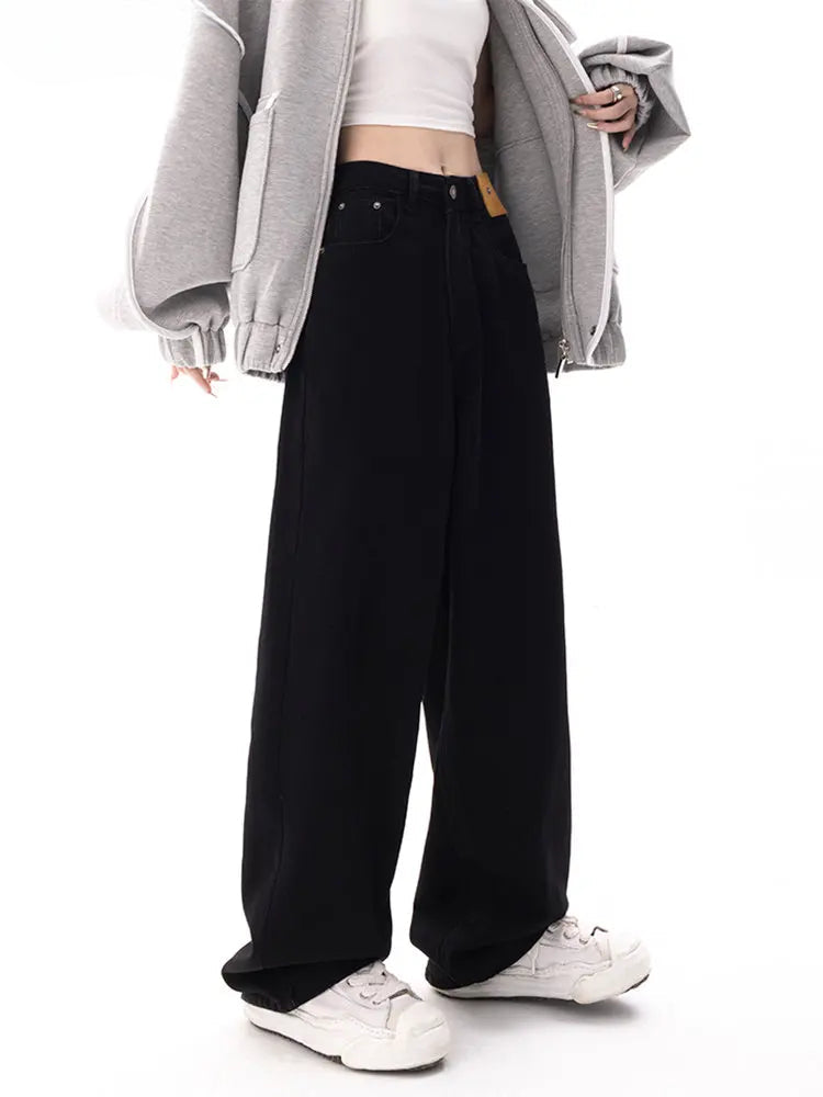Black Baggy High Waist Straight Jean
