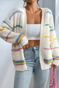 Rainbow Striped Relaxed Knit Cardigan