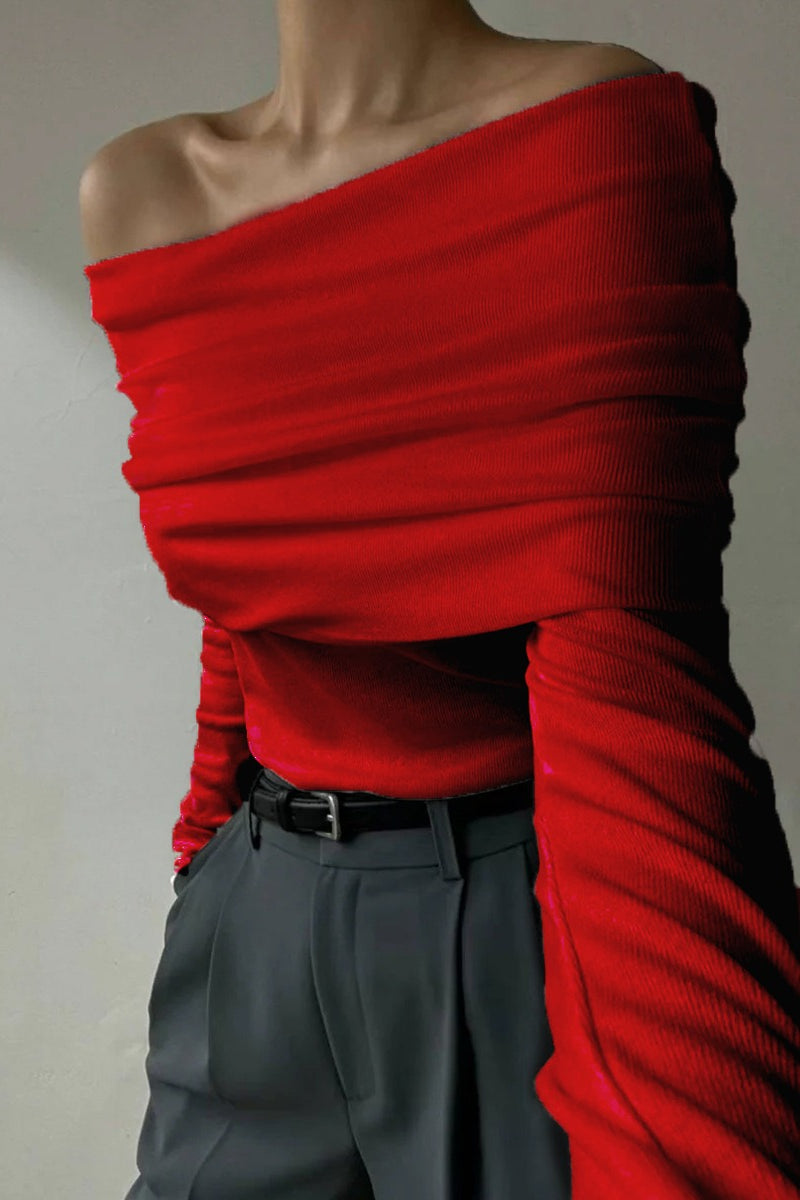 Off Shoulder Slim Fit Sweater