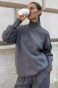 Colorblock High Neck Knit Sweater