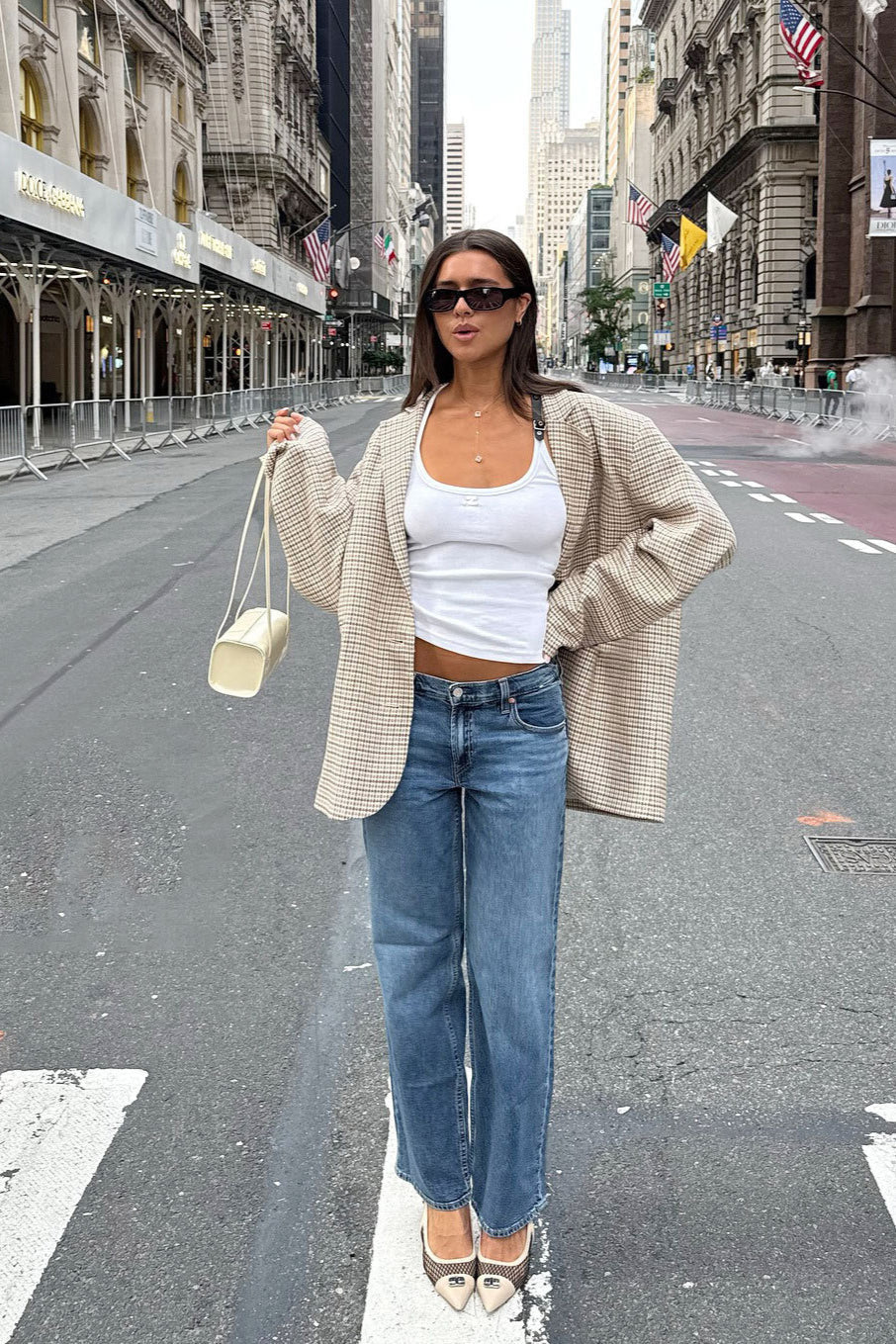 Chic Vintage Checked Business Blazer Coat