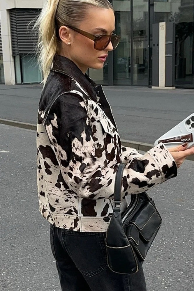 Retro Print Long Sleeve Shirt Coat