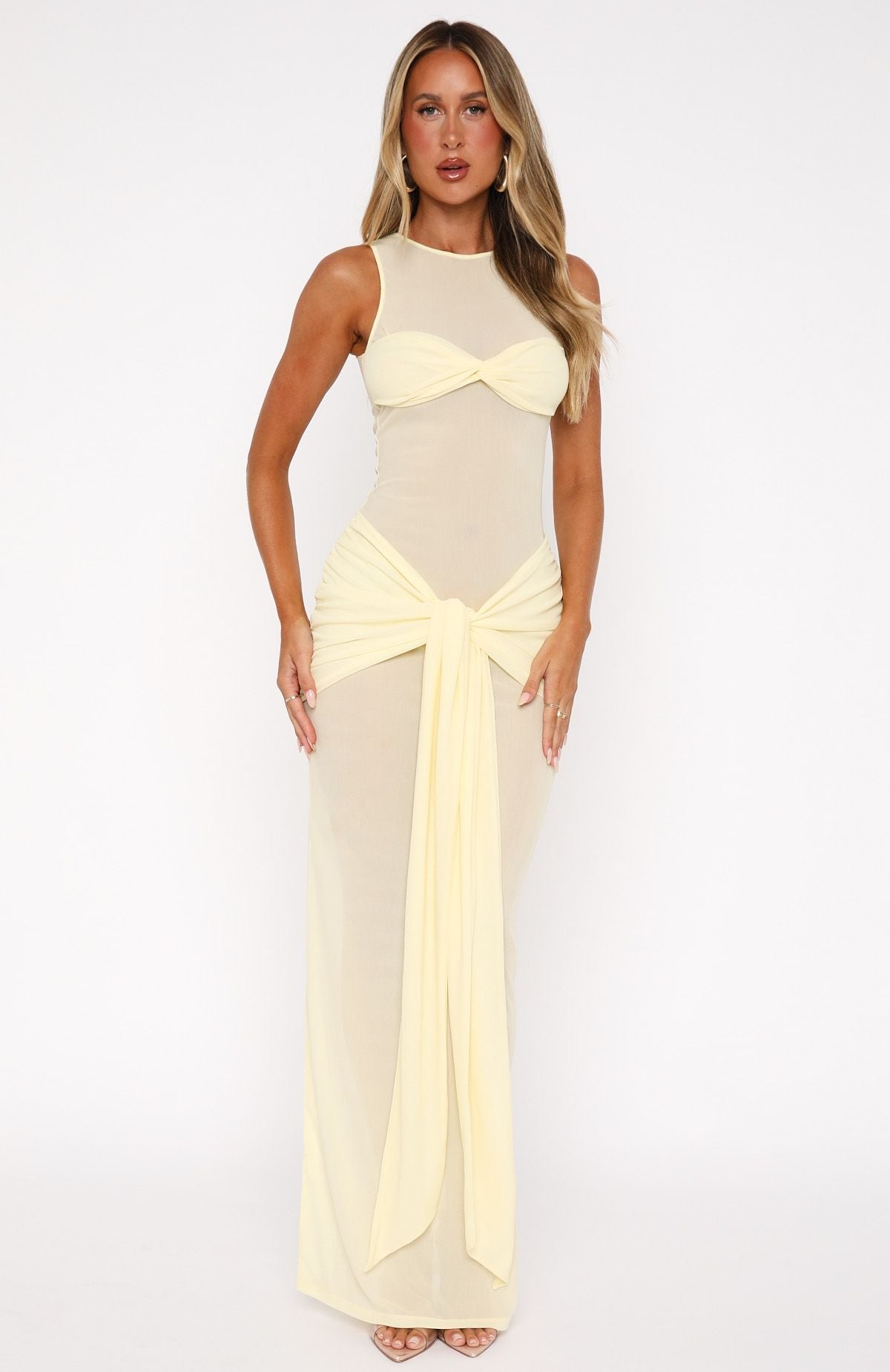 Lemon Honeymoon Heart Romantic Maxi Dress