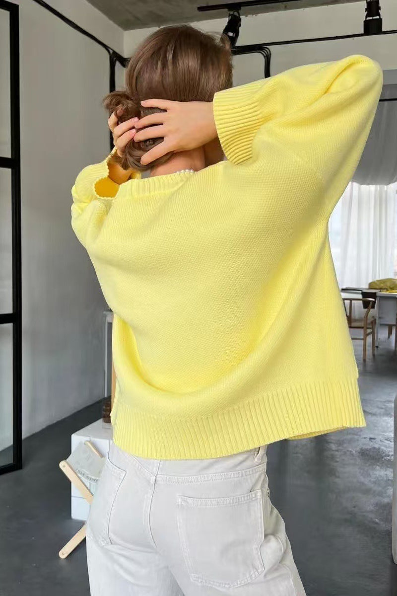 Loose V Neck Cardigan Sweater