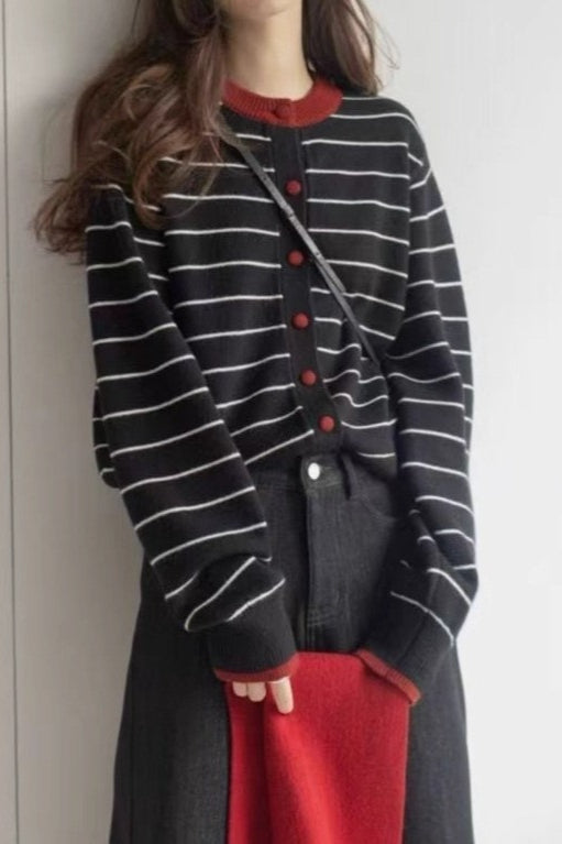 Colorblock Striped Casual Sweater